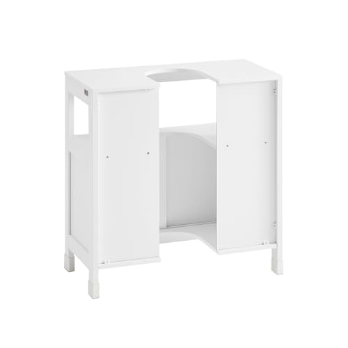 SoBuy Mueble para Baño Armario Baño Lavabo Mueble Bajo Lavamanos Armario Organizador Pedestal Sink Cabinet Ideal para Almacenamiento y Organización del Baño(Desagüe al Suelo, Blanco FRG128-II-W)