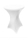 White Spandex Cocktail Table Cover - Fitted High Top Round Table Cloth,&nbsp; Round Tablecloth Covers for Bar Table, Pub Table, Round Kitchen Table, High Top Table, Bistro Table, other Tables and Cocktails