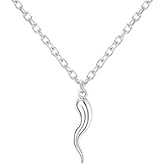Takar 925 Sterling Silver Lucky Italian Horn Pendant Necklace, 3D Italian Cornicello Horn Charm Necklace For Women and Men, MADE IN USA.