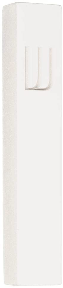 Photo 1 of A&S Mezuzot Modern Concrete Mezuzah Case with Scroll, Easy Peel and Stick Mezuza (White+ Engraved Shin, 5 Inches)