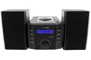 HANNLOMAX HX-1086CD CD Music System with AM/FM Radio, Aux-in, Twin Detachable Wooden Speaker Box, AC Operation only.
