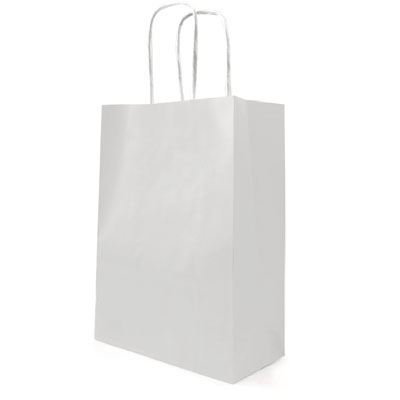 10 Large Kraft Twist Handle Paper Carrier Bags White (3850)