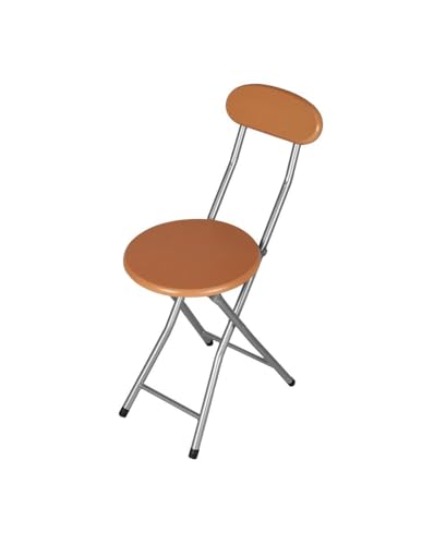 MOMENT Portable Wooden Folding Chair with Backrest, Steel Tube Bracket 330lbs, Foldable Prayer Chairs Round Seat Stool for Adults, Camping, Picnics, Prayer, Masjid, Indoor and Outdoor, Brown