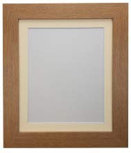 FRAMES BY POST Metro Oak Photo Picture Poster Frame with Ivory Mount Plastic Glass 30 x 30cm For Pic Size 8" x 8"