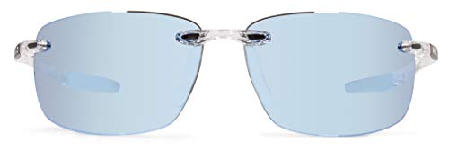Revo Polarized Sunglasses Descend XL Rectangle Frame 65 mm, Black Frame, Blue Water