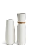 Opps White Ceramic Vases with differing Unique Rope Design for Home D&eacute;cor - Set of 2