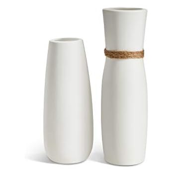 Amazon Com Opps White Ceramic Vases With Differing Unique Rope
