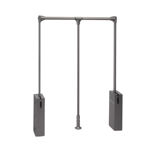 Emuca - Abklappbare Kleiderstange für Garderoben Sway, Kleiderlift für Schrank 450 - 600mm, Stahl, Aluminium, und Kunststoff, Titanium lackiert