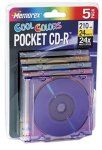 5-pack Pocket Mini CDR 24 Media Cool Colors 24x 210MB with slim (Discontinued by Manufacturer)