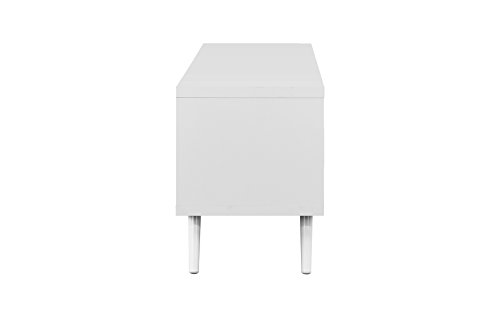 Sofamania Mid-Century Style TV Stand, Living Room Entertainment Center (White/Dark Grey) - Thumbnail 4