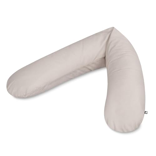 Julius Zoellner Nursing pillow, pregnancy pillow, positioning pillow, and cuddly flake filling, approx. 180 cm, plain taupe