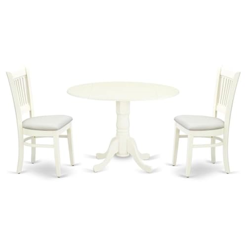 East West Furniture DLVA3-LWH-C 3 Piece Modern Dining Table Set Contains a Roun…