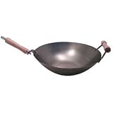 14 Inch Carbon Steel Wok w/ Helper Handle (Flat Bottom) USA Made