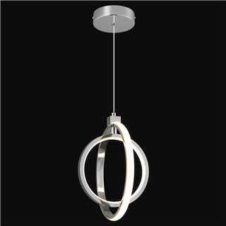ZYBWL Modern LED Pendant Lamp Chrome Round Ring Height Adjustable Pendant Lamp for Kitchen Island Bedroom Living Room Lobby (2-Rings)