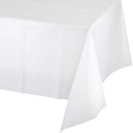 12-Pack Disposable Plastic Tablecloths 54" x 108" Rectangle Table Cover (White)