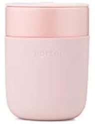W&P WP-PMC-BL Portable Ceramic Porter Mug, Reusable Cup for Coffee or Tea, Protective Silicone Sleeve, Dishwasher Safe, 12 Ounces, Blush