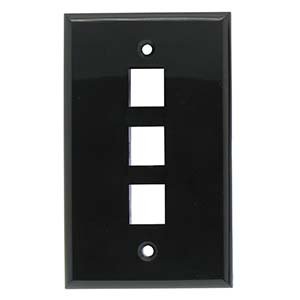 InstallerParts 3Port Keystone Wallplate Black Smooth Face