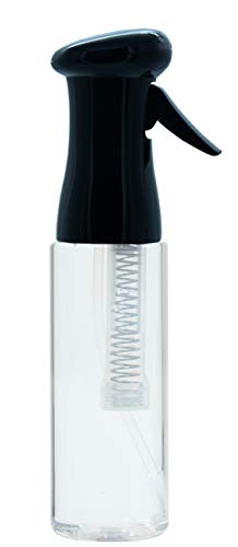 KEEN Continuous Spray Bottle, 12.2 OZ Fine Mist for Indoor/Outdoor Plant Care, Hair Styling, Skin Freshener Air Mist, Refillable Empty Water Bottle Trigger Sprayer Set, Black/Clear