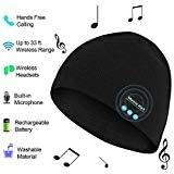 Bluetooth Hat Beanie Men Women, Wireless Music Hat with Built-in Stereo Speakers Fit for Outdoor Sports, Christmas(Black)