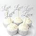 Astra Gourmet Pack of 20 Glitter Paper LOVE Cupcake Toppers, Wedding Bridal Shower Birthday Decoration Fairy Cake Topper - Silver