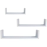 EWEI'S HomeWares WHC1004CD-WH 3 Estantes flotantes en U-Blanco
