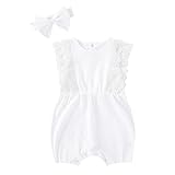 pureborn Baby Girls Baptism Romper Lace Ruffle