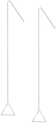 Silver Open Geometry Threader Drop Earrings