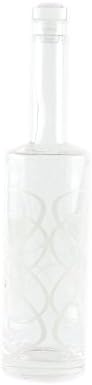 di Potter BO101 Decorative Glass Bottle with Screen Printed Scroll and Crystal Stopper, 750 mL Capacity, White
