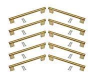 BSM Marketing Kitchen Cupboard Cabinet Keyhole Boss Bar Door Handle Knob Gold Finish (10, 128mm Hole Centres)