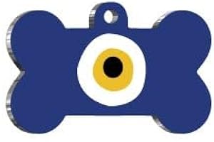 Evil Eye Bone Charm Nazar Orange Personalized Pet Tag – Custom Name ID Tag for Dogs & Cats – Lightweight Engraved Tag – Durab