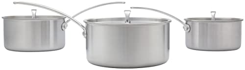 Stellar Eclipse 3-Piece Set of Saucepans, 1.5QT, 3QT and 4QT Saucepans with Weighted Stainless Steel Lids, Triple-Ply Construction, Induction Ready