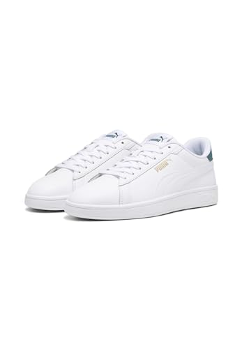 Smash 3.0 L Unisex Sneaker , Puma White Malachite Puma Gold, 42 EU