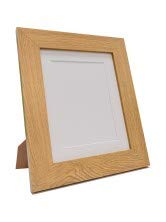 FRAMES BY POST Metro Oak Photo Picture Poster Frame with White Mount Plastic Glass 14" x 8" For Pic Size 10" x 4"