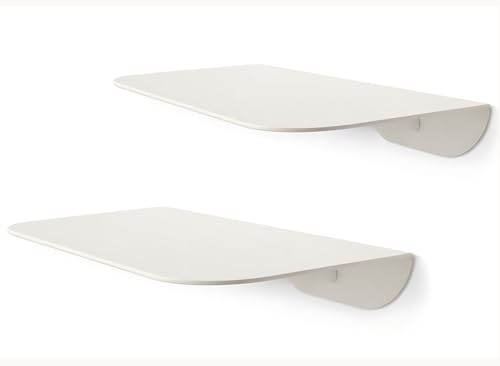Audace Orizzonte Set of 2 Steel Wall Shelves, Matte White, 30 | Floating Shelves for Bathroom, Living Room, Bedroom | Load 10 kg Each | Made in Italy