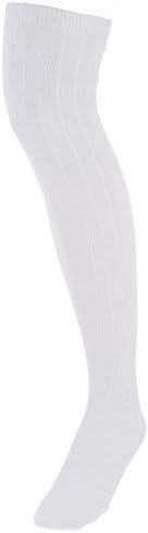Boys Classical Ribbed Over the Knee Extra Soft Cotton Knit Dress Socks - White (Size 9-11)