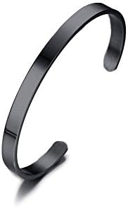 XUANPAI 6MM Free Custom Engraving Initial Name Date Stainless Steel Cuff Bangle Bracelet for Women Men