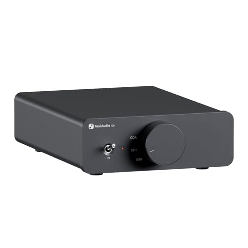 Fosi Audio Q6 Mini Desktop DAC, USB C Digital to Analog Audio Converter for Home Stereo Amplifier and Headphone Amp, Optical/Coaxial Input, RCA Output/Sub-Out, High-Resolution 32bit/768kHz DSD512