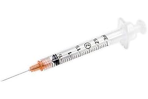 NANOSHARPS Syringe 3ML Luer Lock with 25Ga 5/8 (Pack of 100) 3cc 25