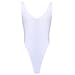 TiaoBug US Women One-piece High Cut Thong Leotard Gymnastics Dancewear Bodysuit White