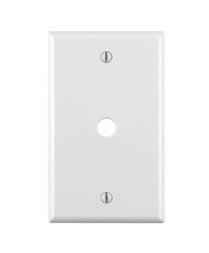 Leviton 88013 1-Gang 0,406 Zoll Loch Gerät Telefon/Kabel Wandplatte, Standardgröße, Duroplast, Box Mount, weiß