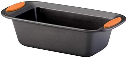 Rachael Ray Yum-o! Bakeware Oven Lovin' Nonstick Loaf Pan, 9-Inch by 5-Inch Steel Pan, Gray with Orange Handles (Pack of 6) Image