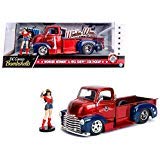 New DIECAST Toys CAR JADA 1:24 W/B - DC Comics Bombshells - Wonder Woman & 1952 Chevrolet COE Pickup RED/Blue 30453