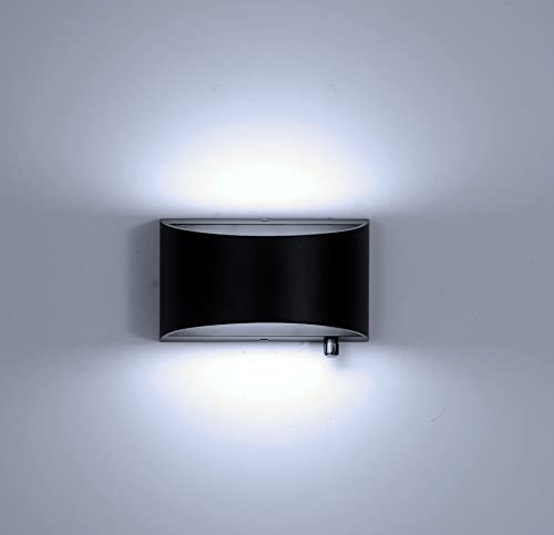 Photo 1 of ZYI Indoor Dimmable Wall Sconces with Dimmable Switch, Modern LED Vanity Light Wall Lighting 12W Wall Light Fixtures Aluminum Up and Down Wall Lights for Living Room Bedroom Hallway (Black, 6000K)