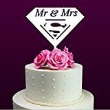 Sugar Yeti Made In USA Wedding Cake Topper Mr &amp; Mrs Superman Glittery Gold