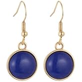 Blue Dangle Earrings Navy Blue Earrings for Women Round Gemstone Drop Earring Hook Natural Gems Ball Dangle Earring Fashion Ear Jewelry