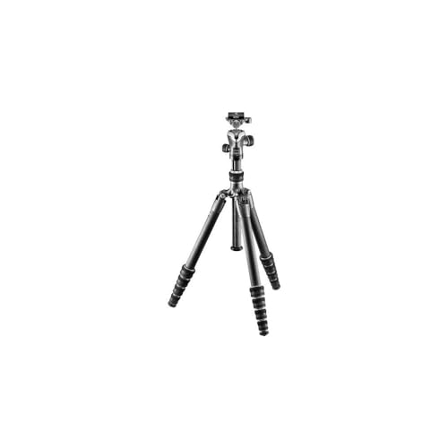 Gitzo Gk1555T-82Tqd - Trépied Traveler Avec Rotule Ball Centrée Série 1 À 5 Sections Compact, Repliable Et Léger À Colonne Courte Pour Les Prises De Vue Au Niveau Du Sol - Fibre De Carbone
