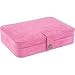 Maria Plush Fabric Jewelry Box with 24-Section in Pink