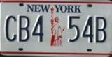 New York Statue of Liberty License Plate blue numbers with red statue emblem