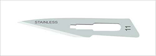 MedBlades Disposable Scalpel #11, with Stainless Steel Blades with Plastic Scalpel Handle, Sterile, Individually Sealed, Box of 10 for Craft, Hobby, Dermaplaining, Podiatry & More