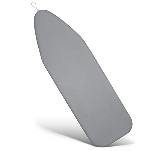 Duwee 15x54 inch Heat Resistance Metallic Ironing Board Cover Durable Felt Material Padding, Sew-in Bungee Cord, Easily Handle and Fits Board Beautifully(Silver)